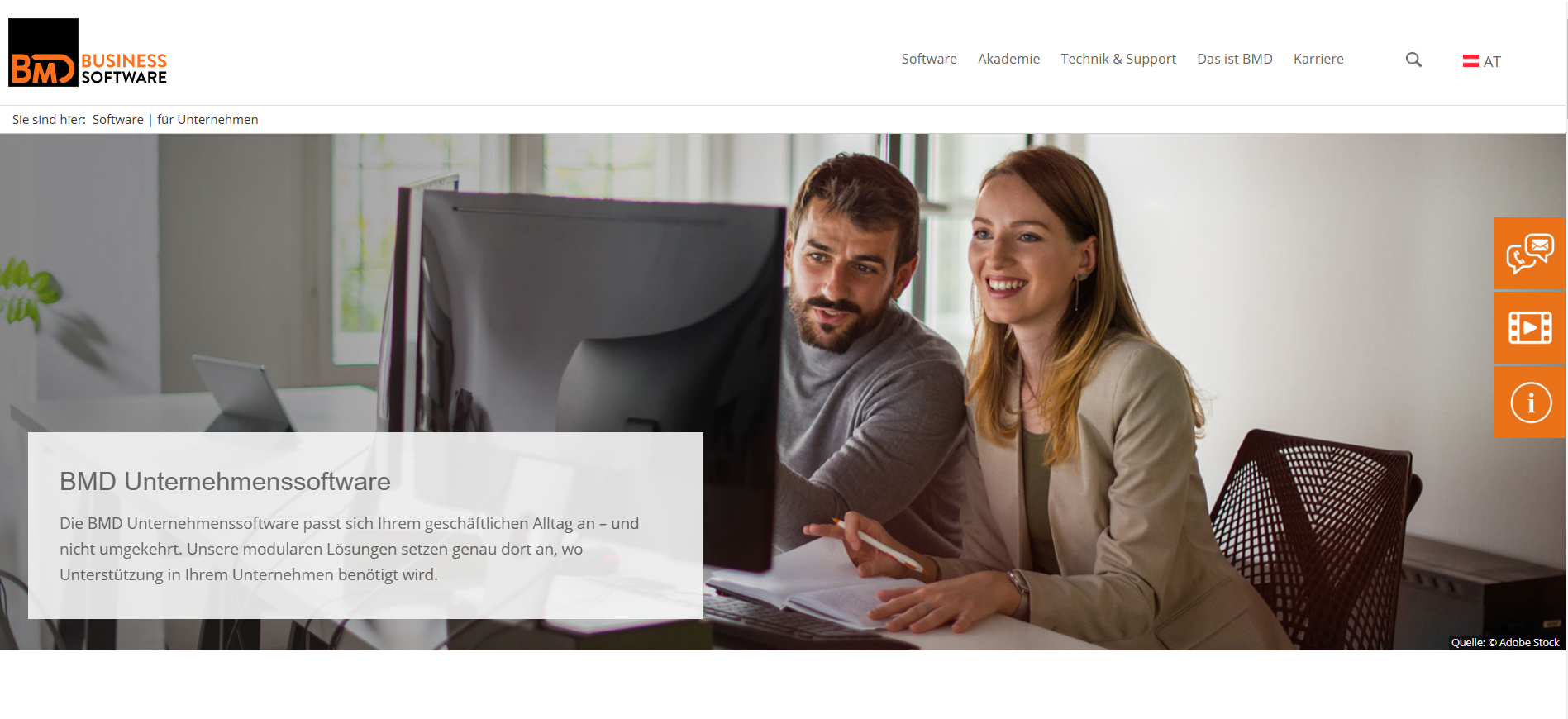 Homepage der Buchhalrungssoftware BMD
